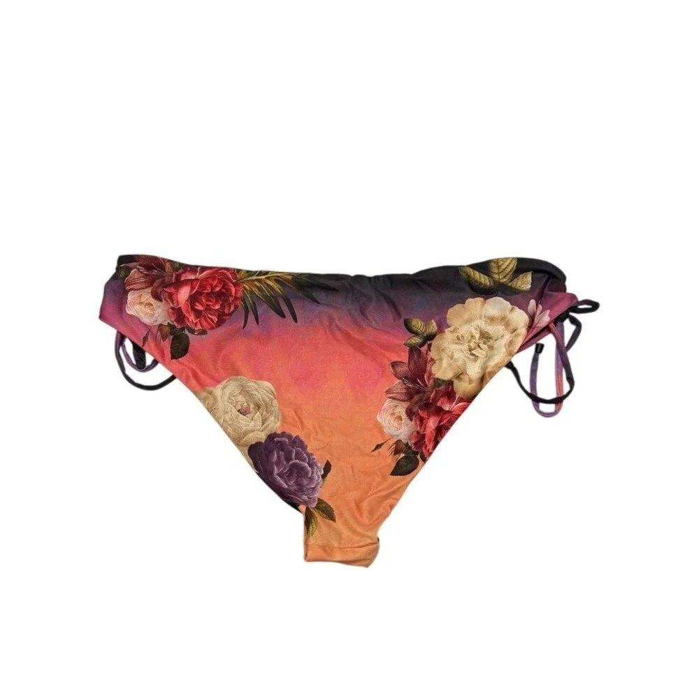 Agua‎ Bendita Erielle Eda Shade Bikini Swim Bottom 2XL Floral Pink Black Beach
